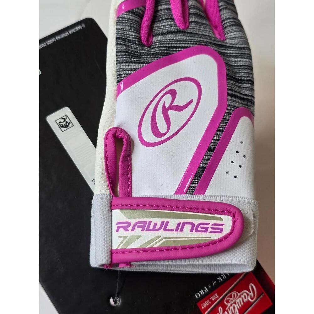 RAWLINGS T-BALL BATTING GLOVE AGES 3-6 PINK GRAY BLACK‎ & WHITE BRAND NEW - Picture 5 of 6
